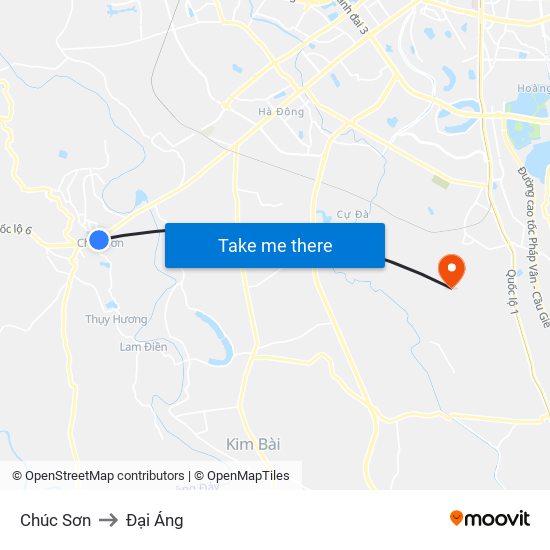 Chúc Sơn to Đại Áng map