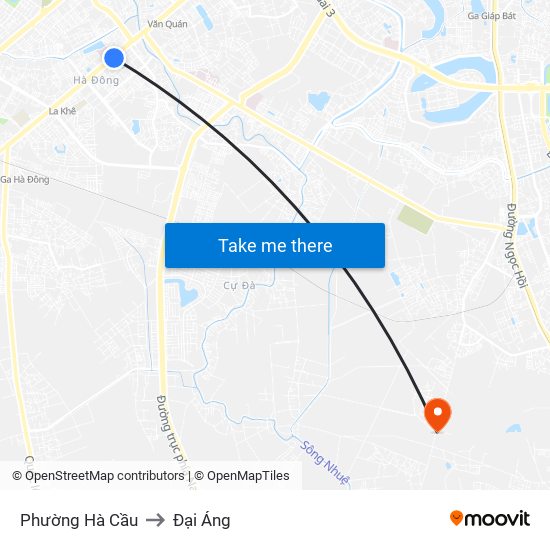 Phường Hà Cầu to Đại Áng map