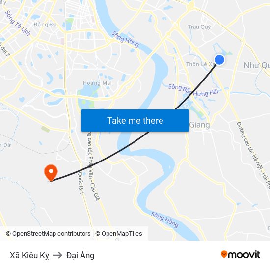 Xã Kiêu Kỵ to Đại Áng map