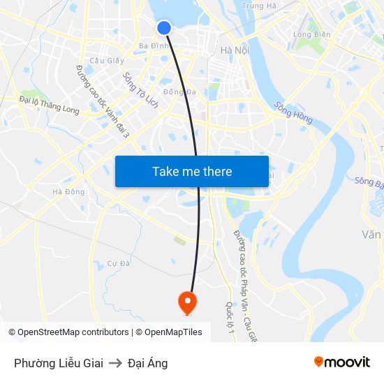 Phường Liễu Giai to Đại Áng map