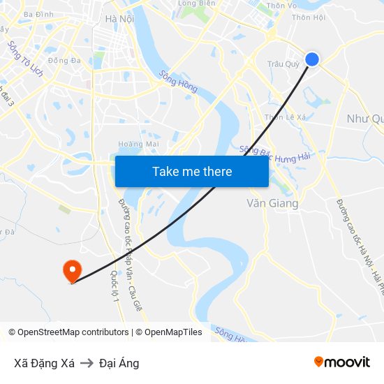 Xã Đặng Xá to Đại Áng map