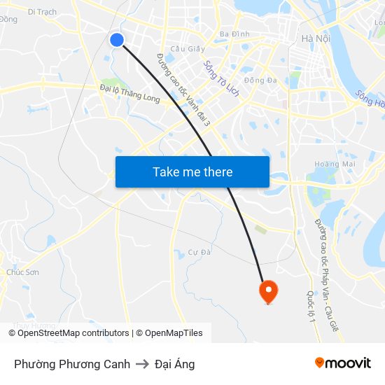 Phường Phương Canh to Đại Áng map