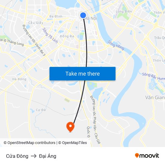 Cửa Đông to Đại Áng map