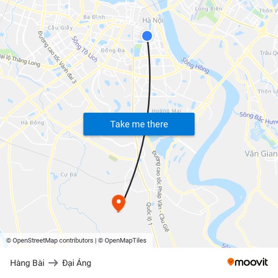 Hàng Bài to Đại Áng map