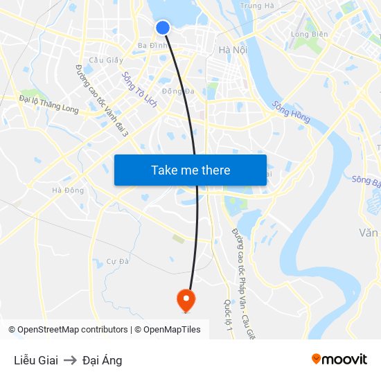 Liễu Giai to Đại Áng map