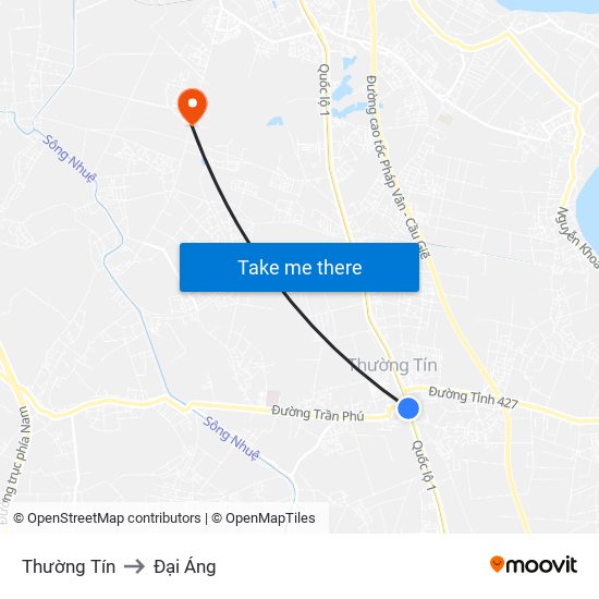 Thường Tín to Đại Áng map