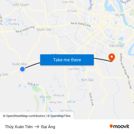 Thủy Xuân Tiên to Đại Áng map