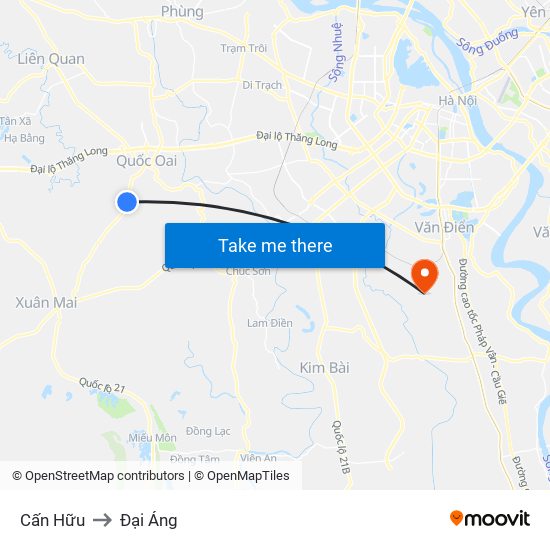 Cấn Hữu to Đại Áng map