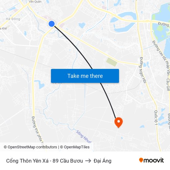 Cổng Thôn Yên Xá - 89 Cầu Bươu to Đại Áng map