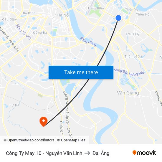 Công Ty May 10 - Nguyễn Văn Linh to Đại Áng map