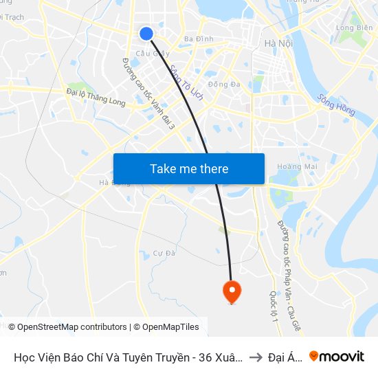 Học Viện Báo Chí Và Tuyên Truyền - 36 Xuân Thủy to Đại Áng map