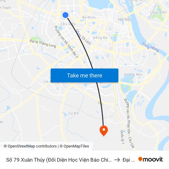 Số 79 Xuân Thủy (Đối Diện Học Viện Báo Chí Và Tuyên Truyền) to Đại Áng map