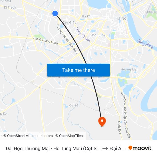 Đại Học Thương Mại - Hồ Tùng Mậu (Cột Sau) to Đại Áng map