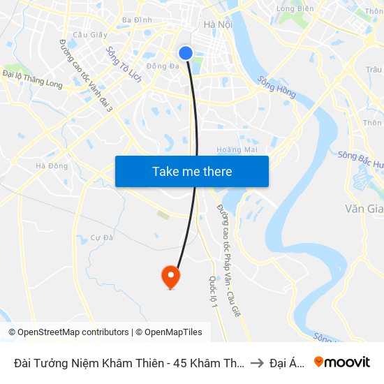 Đài Tưởng Niệm Khâm Thiên - 45 Khâm Thiên to Đại Áng map