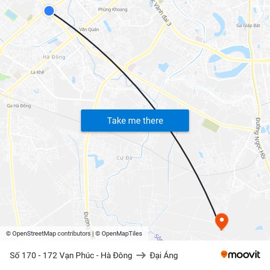 Số 170 - 172 Vạn Phúc - Hà Đông to Đại Áng map
