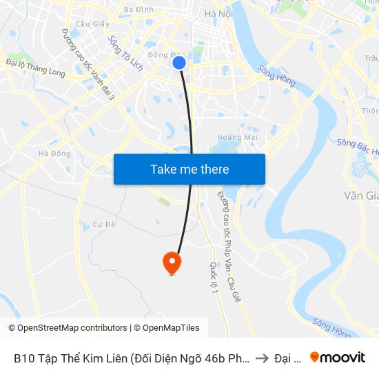 B10 Tập Thể Kim Liên (Đối Diện Ngõ 46b Phạm Ngọc Thạch) to Đại Áng map