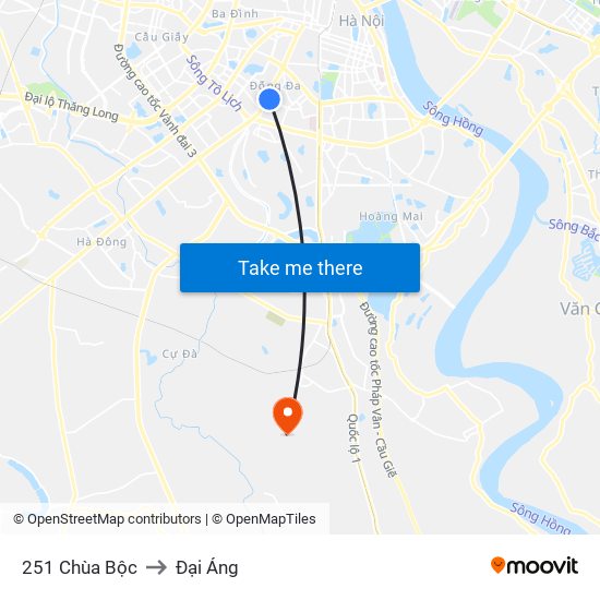 251 Chùa Bộc to Đại Áng map