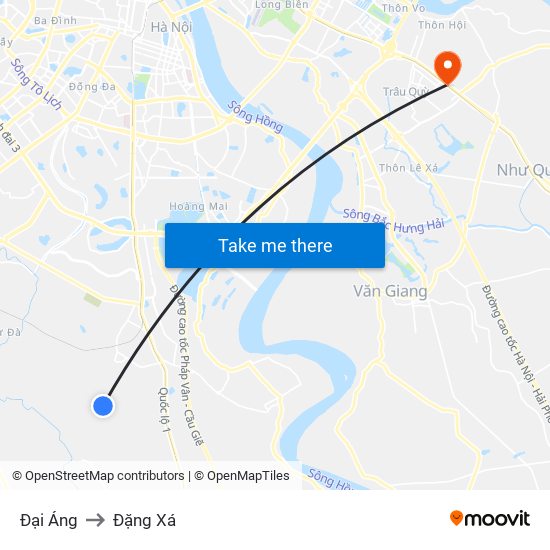 Đại Áng to Đặng Xá map