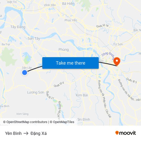 Yên Bình to Đặng Xá map