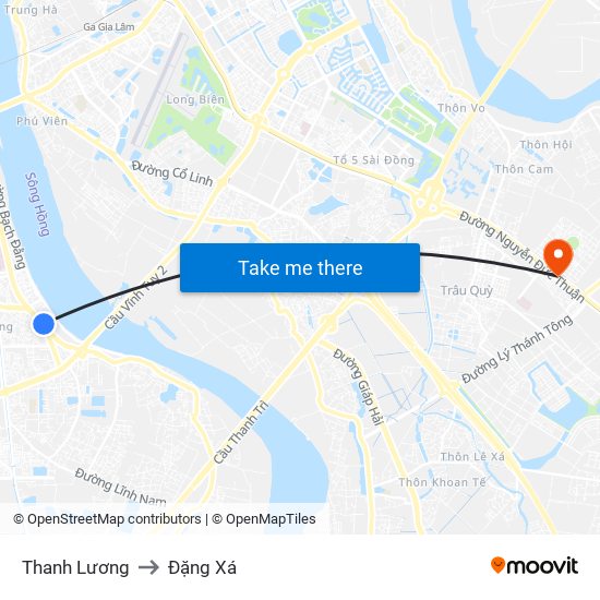 Thanh Lương to Đặng Xá map