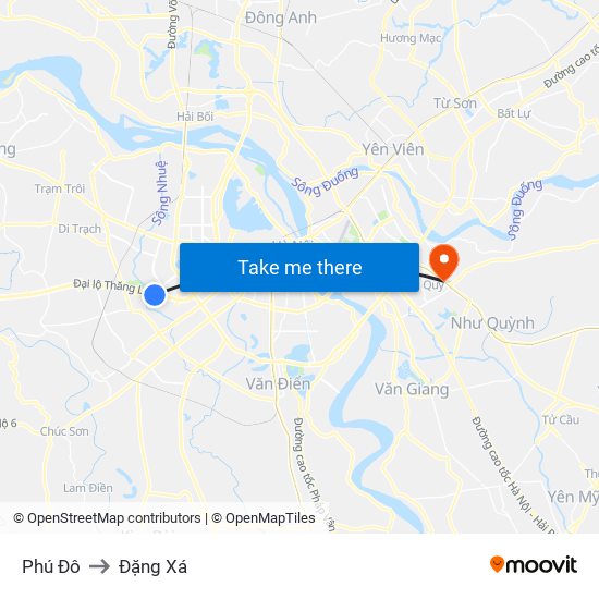 Phú Đô to Đặng Xá map