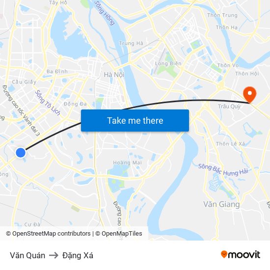 Văn Quán to Đặng Xá map