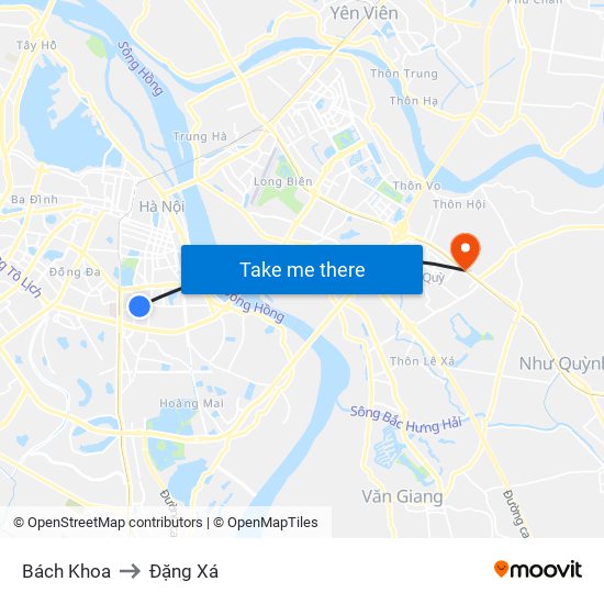 Bách Khoa to Đặng Xá map