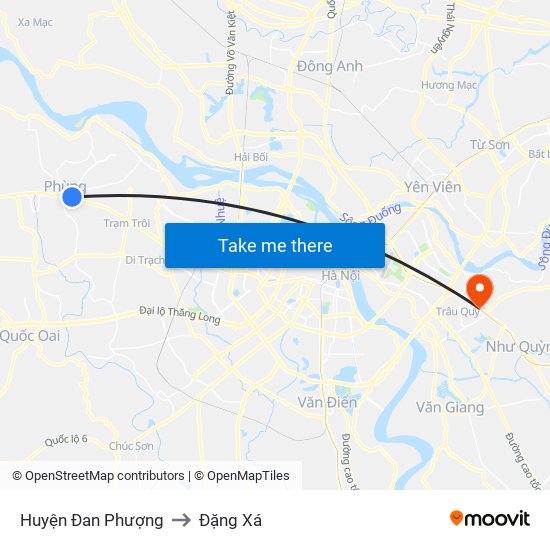 Huyện Đan Phượng to Đặng Xá map