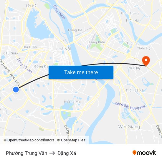 Phường Trung Văn to Đặng Xá map