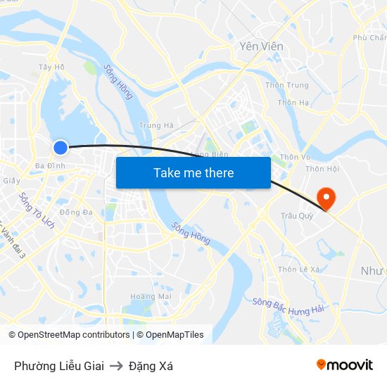 Phường Liễu Giai to Đặng Xá map