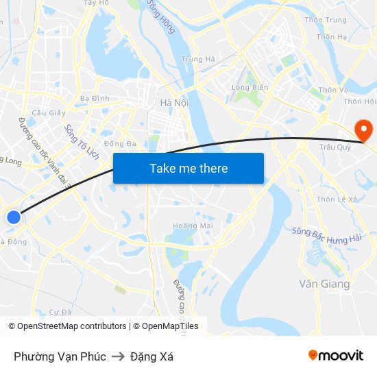 Phường Vạn Phúc to Đặng Xá map