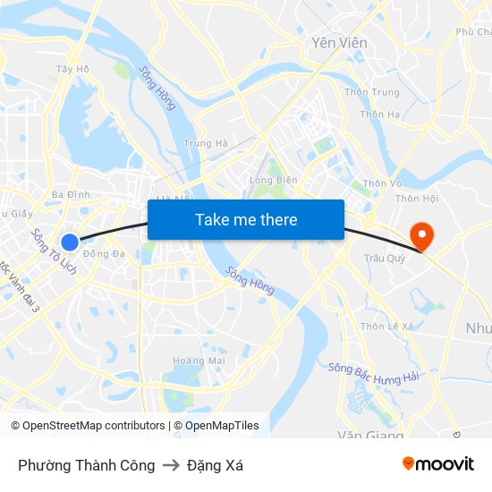 Phường Thành Công to Đặng Xá map