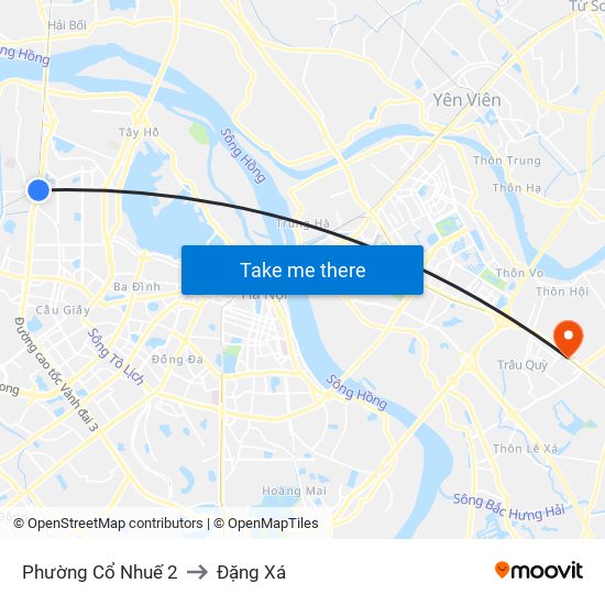 Phường Cổ Nhuế 2 to Đặng Xá map