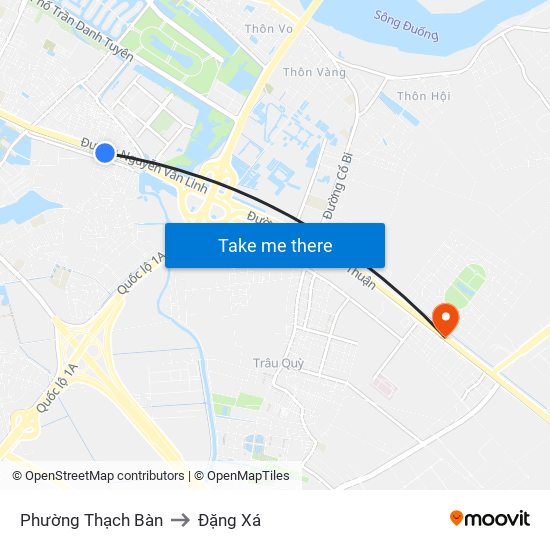 Phường Thạch Bàn to Đặng Xá map