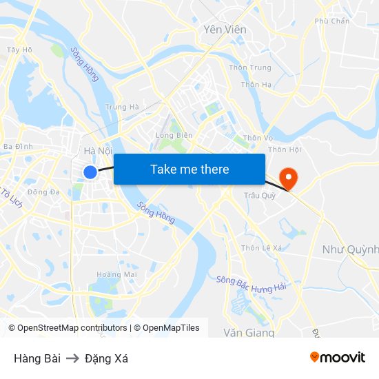 Hàng Bài to Đặng Xá map