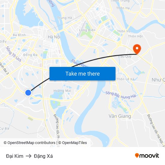 Đại Kim to Đặng Xá map