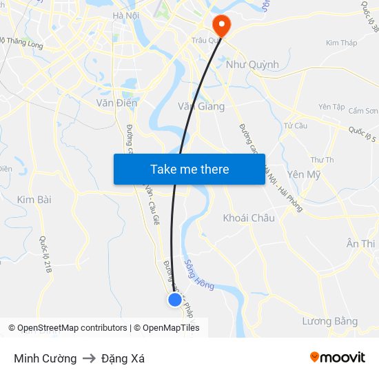 Minh Cường to Đặng Xá map