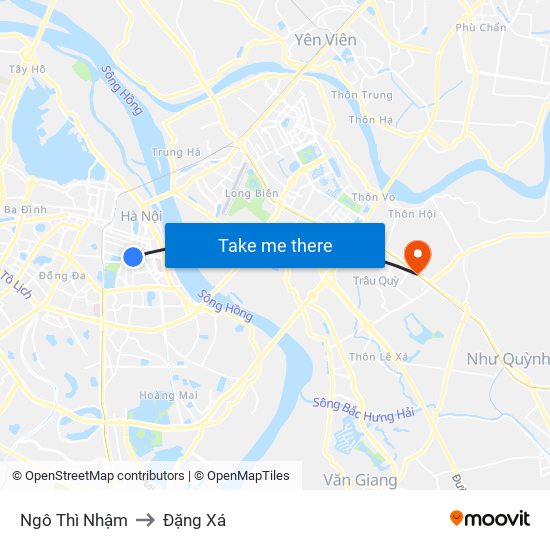 Ngô Thì Nhậm to Đặng Xá map