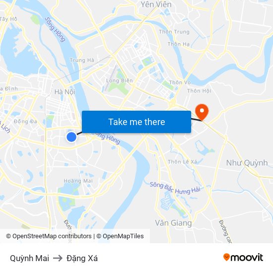 Quỳnh Mai to Đặng Xá map