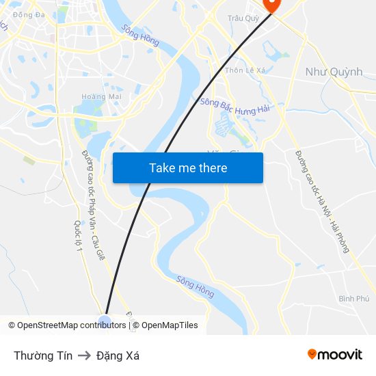 Thường Tín to Đặng Xá map