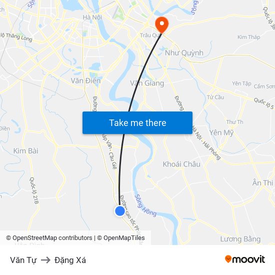 Văn Tự to Đặng Xá map