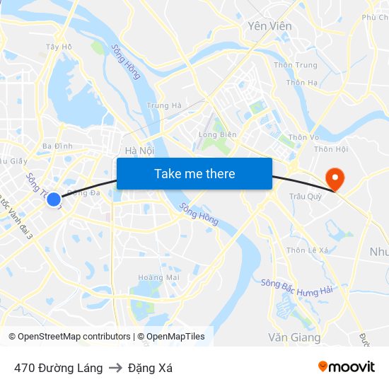 470 Đường Láng to Đặng Xá map