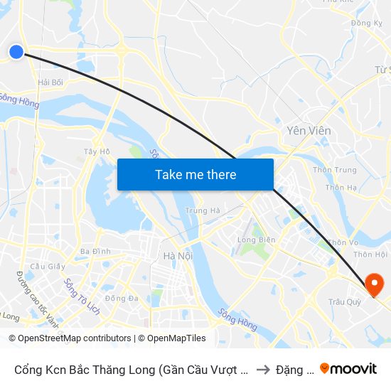 Cổng Kcn Bắc Thăng Long (Gần Cầu Vượt Bộ Hành) to Đặng Xá map