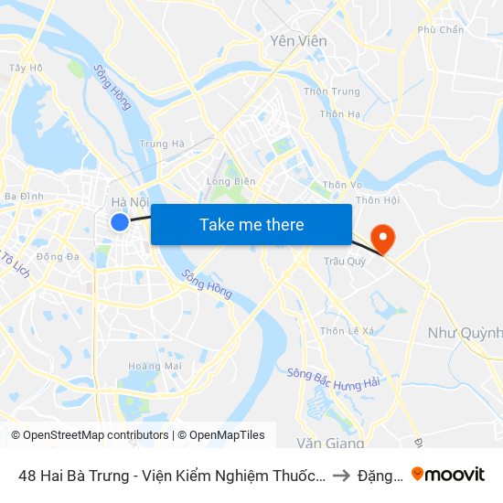 48 Hai Bà Trưng - Viện Kiểm Nghiệm Thuốc Trung Ương to Đặng Xá map