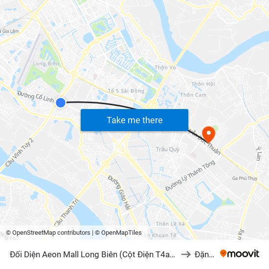 Đối Diện Aeon Mall Long Biên (Cột Điện T4a/2a-B Đường Cổ Linh) to Đặng Xá map