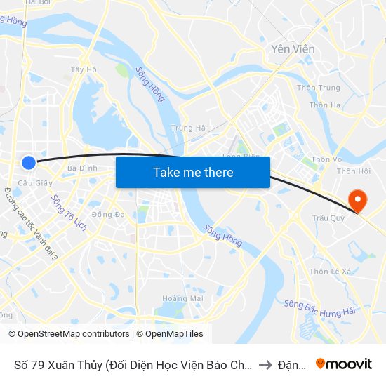 Số 79 Xuân Thủy (Đối Diện Học Viện Báo Chí Và Tuyên Truyền) to Đặng Xá map