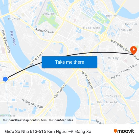 Giữa Số Nhà 613-615 Kim Ngưu to Đặng Xá map