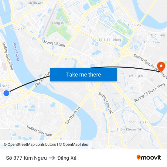 Số 377 Kim Ngưu to Đặng Xá map