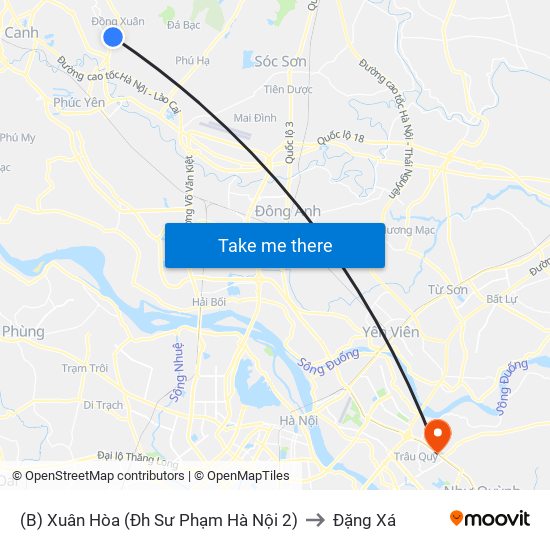 (B) Xuân Hòa (Đh Sư Phạm Hà Nội 2) to Đặng Xá map