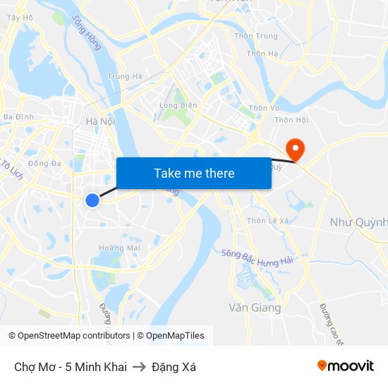 Chợ Mơ - 5 Minh Khai to Đặng Xá map